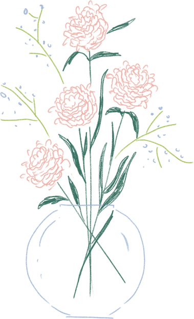 Handdrawn Flowers in a Vase 